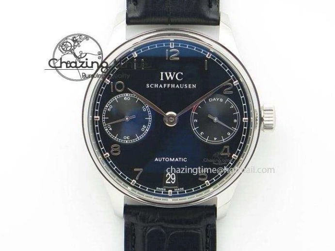 MIROTIME 0715 UrbanStyle Portuguese IW371446 ZF 1:1 Best Edition SS White Dial Blue Markers On Blue Leather Strap  A79350 V 7270